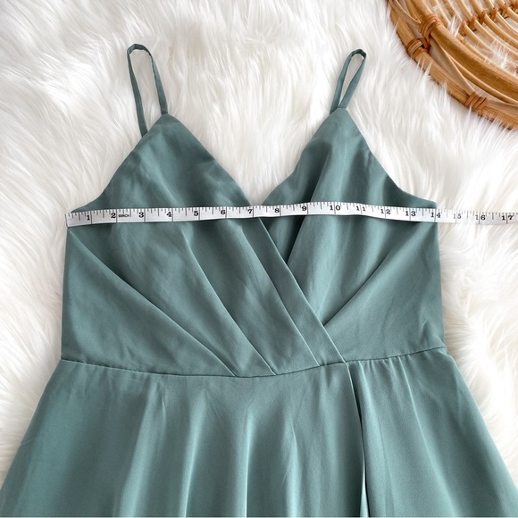 BHLDN Anthropologie Eva Maxi Dress Sage Moss Green Drape V-neck Gown Bridesmaid - Picture 12 of 13